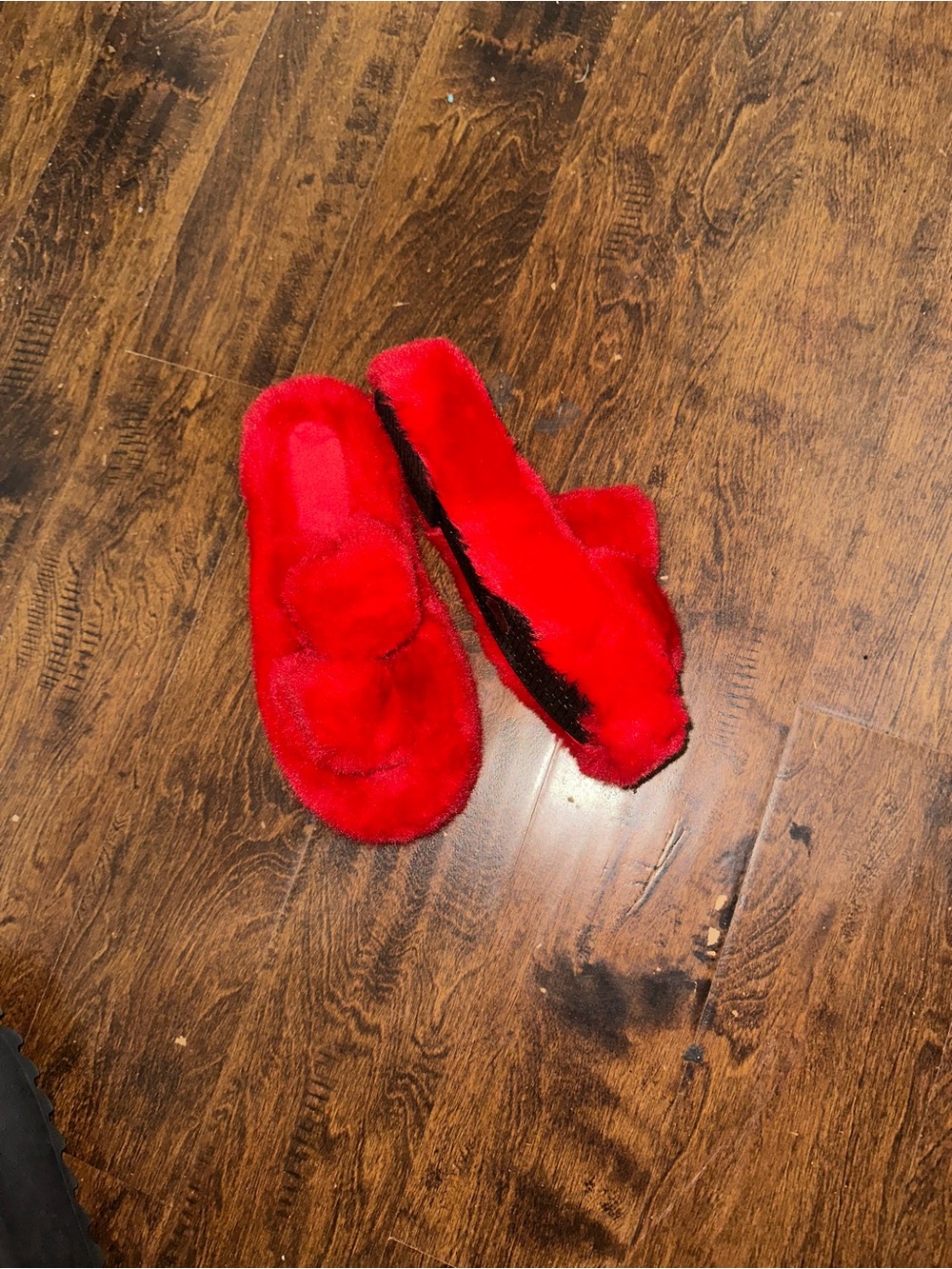 Red Furry Slide Slippers - Picture 8 of 11